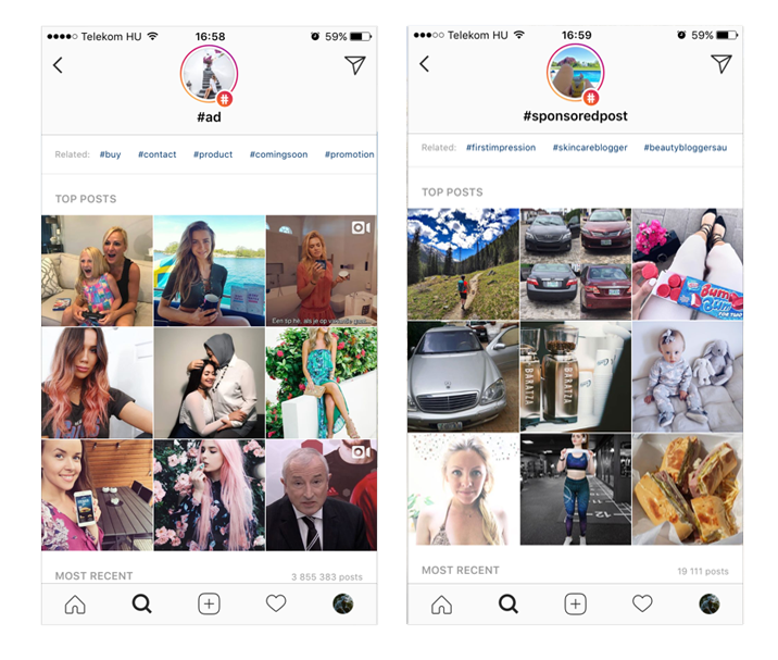 #ad - egy eddigi jelölési mód a szponzorált tartalmakra Instagramon